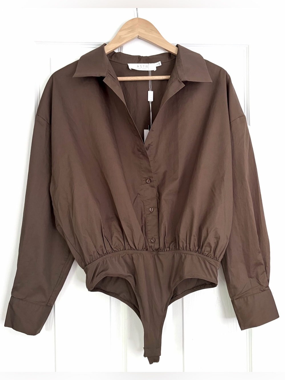 NWT ASTR Button-Front Bodysuit Shirt Size S